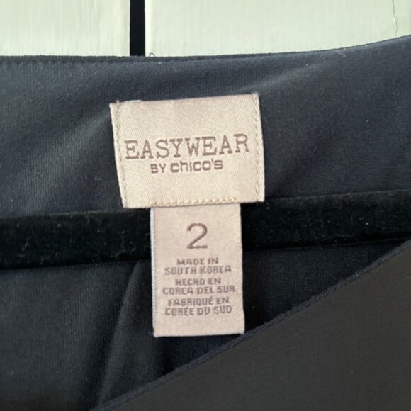 Chico's Size 2 Black Tiered Hem Bottom Long Sleeve Blouse Chicos‎ Large Tunic - Picture 6 of 8